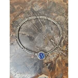 Silver Plated Necklace with Natural Stone Pendant